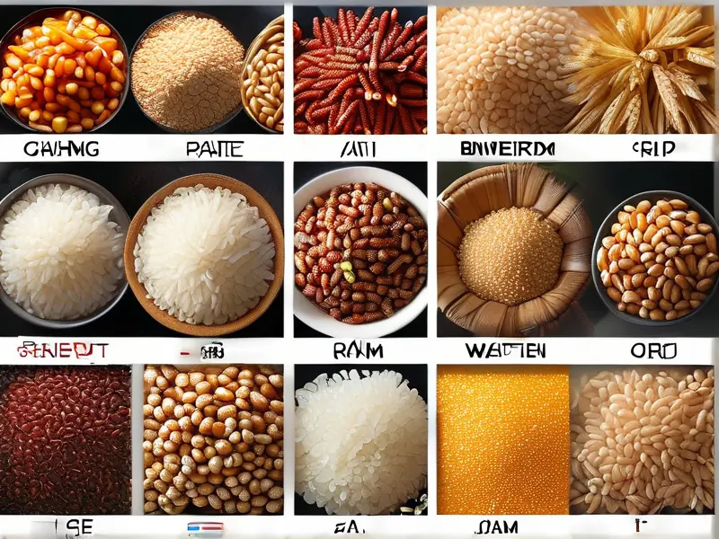 常见酿酒粮食原料对比图
