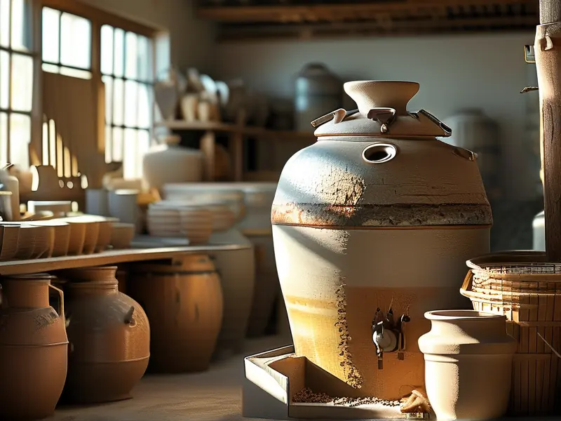 传统陶瓷酿酒缸在酿酒作坊中的使用场景