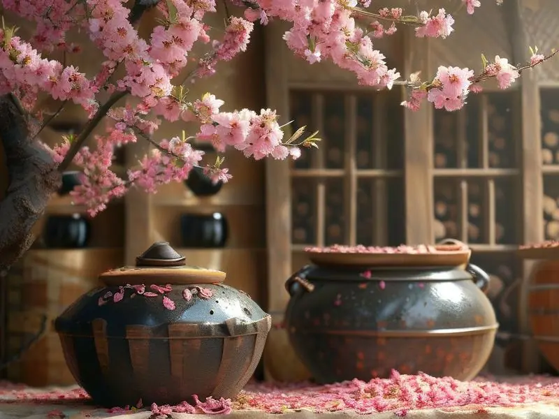 桃花酿酒材料与器具展示