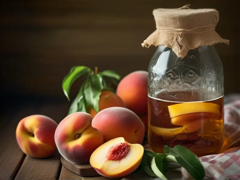 家庭自制桃子酒的制作过程展示