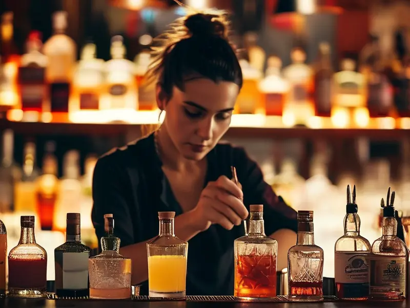 专业调酒师调制鸡尾酒