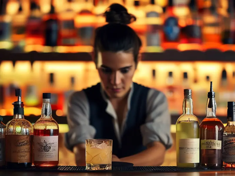 专业调酒师调制鸡尾酒