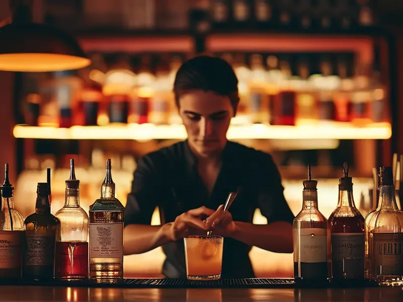 专业调酒师在调酒培训学校实操教学