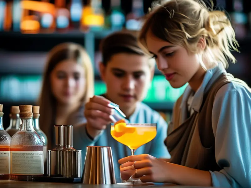 调酒师技术学校学生实践课程