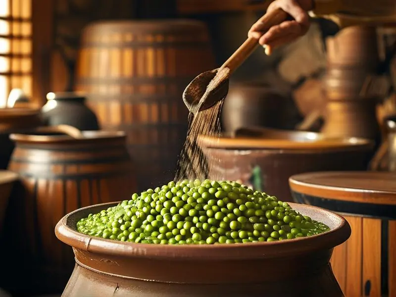 传统豌豆酿酒配料与发酵过程实拍