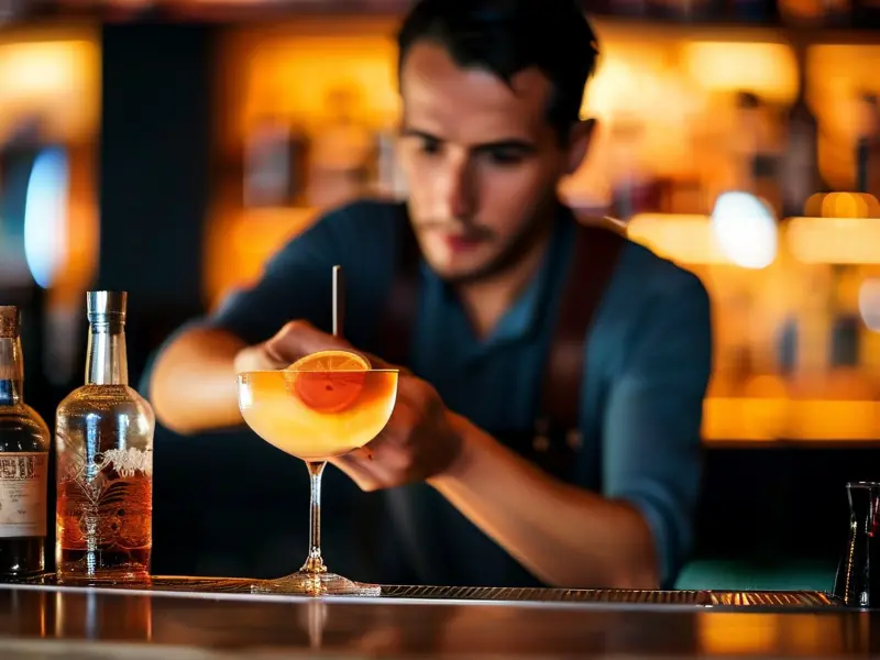 专业调酒师调制鸡尾酒