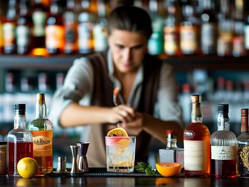 专业调酒师调制鸡尾酒