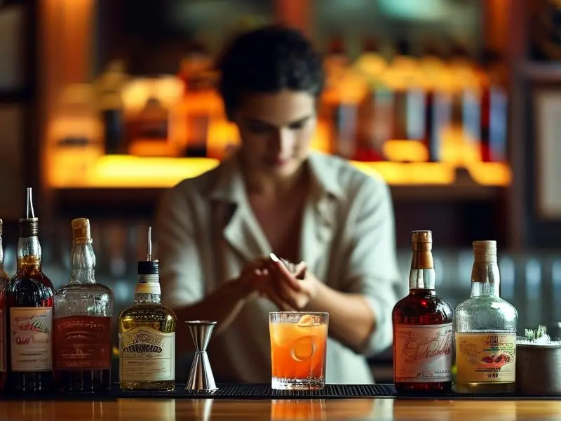 调酒师调制鸡尾酒