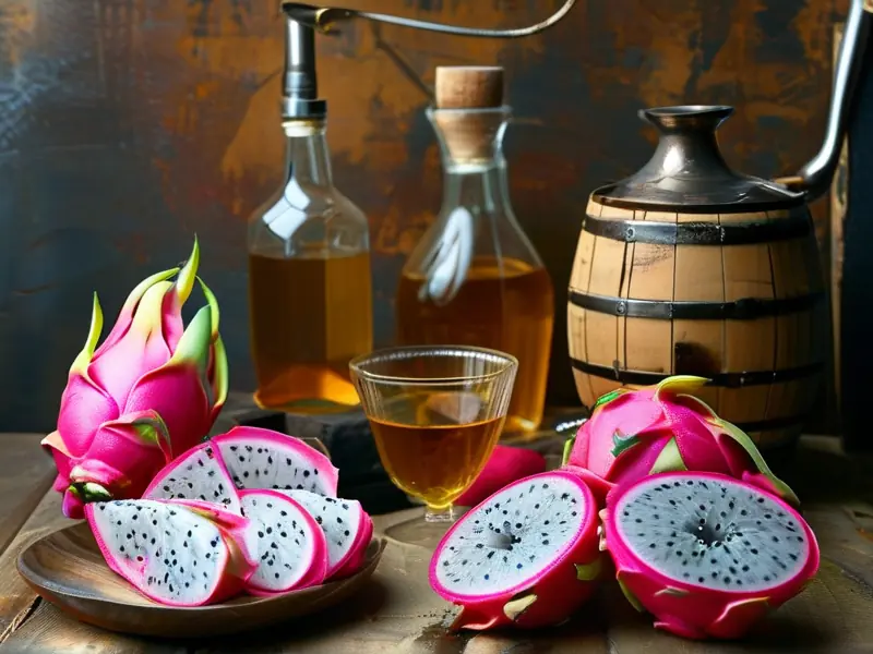 火龙果酒制作材料与器具展示