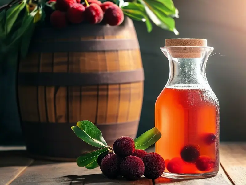 家庭自制杨梅果酒完整流程示意图