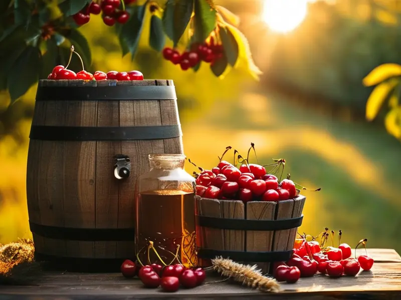 野樱桃和酿酒工具摆放图