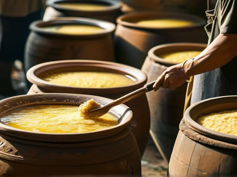 传统黄酒酿造过程实拍图