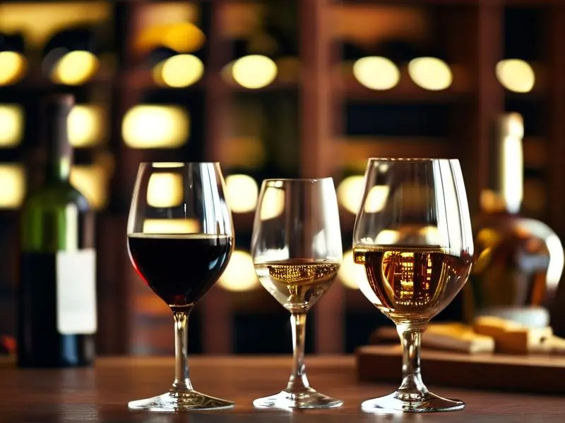 品鉴多种酒类的场景
