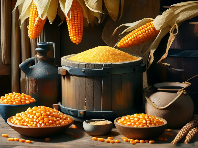 玉米酿酒原料与工具实拍图