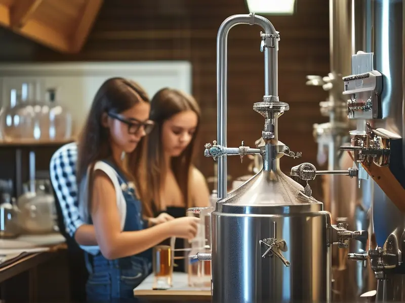 学生在专业酿酒培训学校学习酿酒技术
