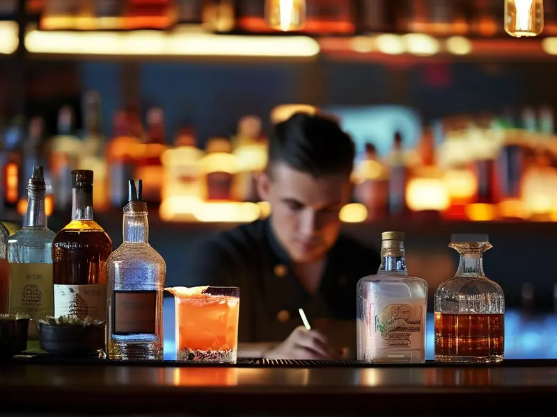 专业调酒师在调制鸡尾酒