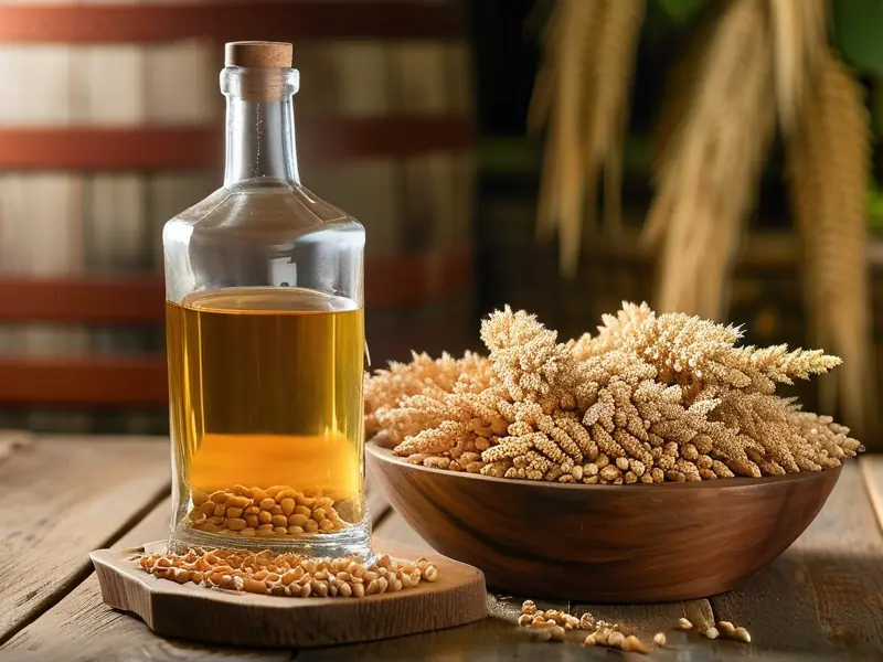 散装白酒与粮食原料对比图
