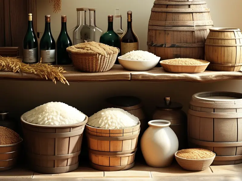 家庭用大米酿酒工具与材料展示