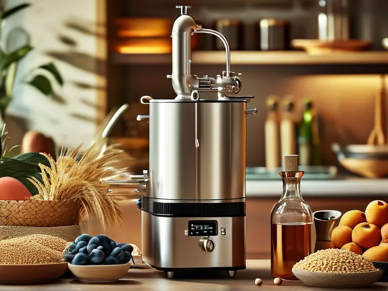 家庭使用的小型蒸馏酿酒设备展示