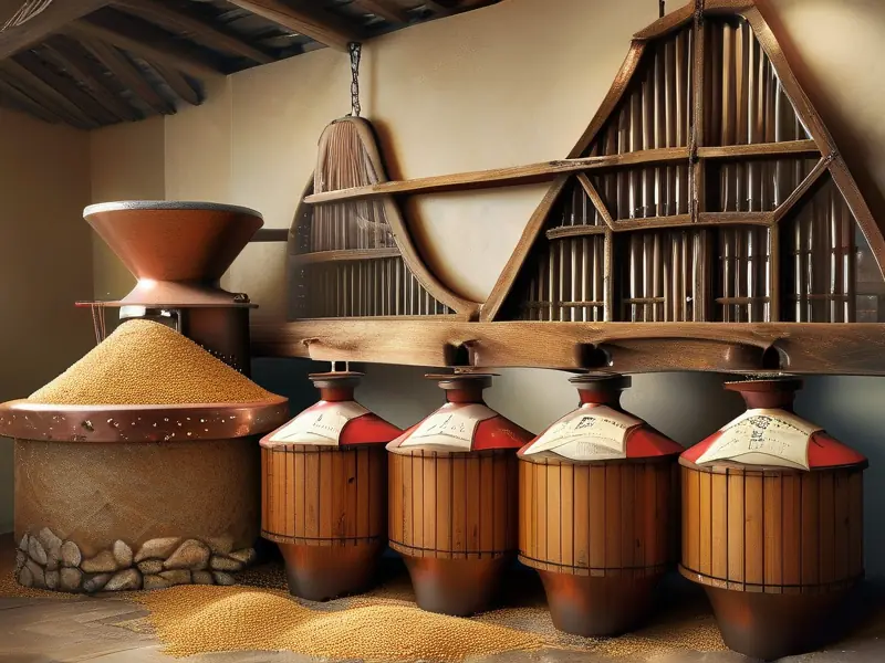 芝麻香白酒生产工艺流程示意图