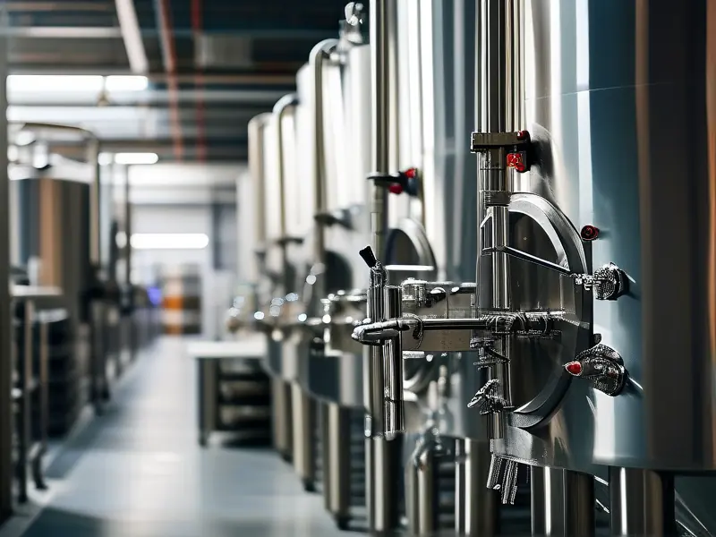 现代化酿酒设备生产线工作场景