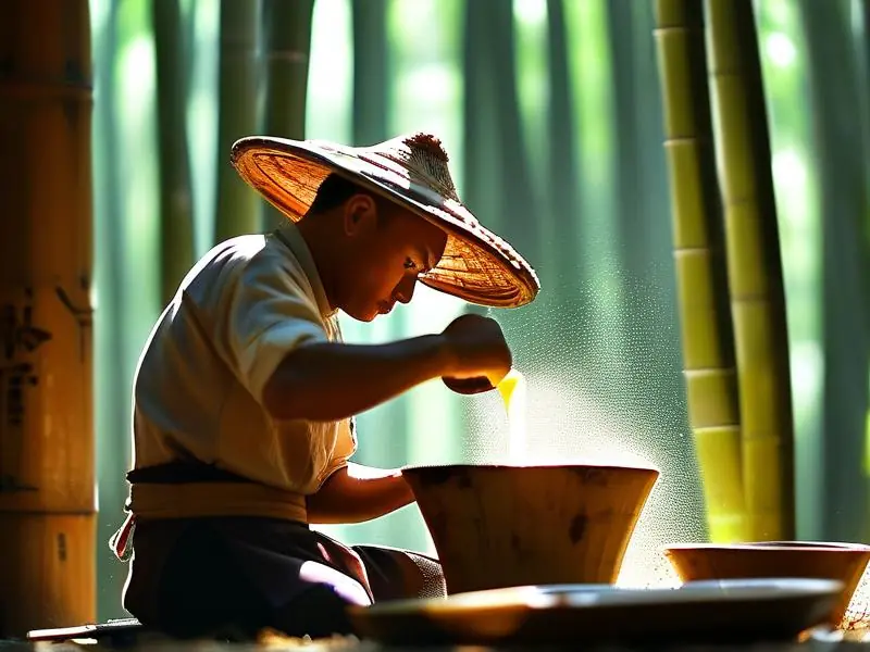 传统竹酒制作过程实拍