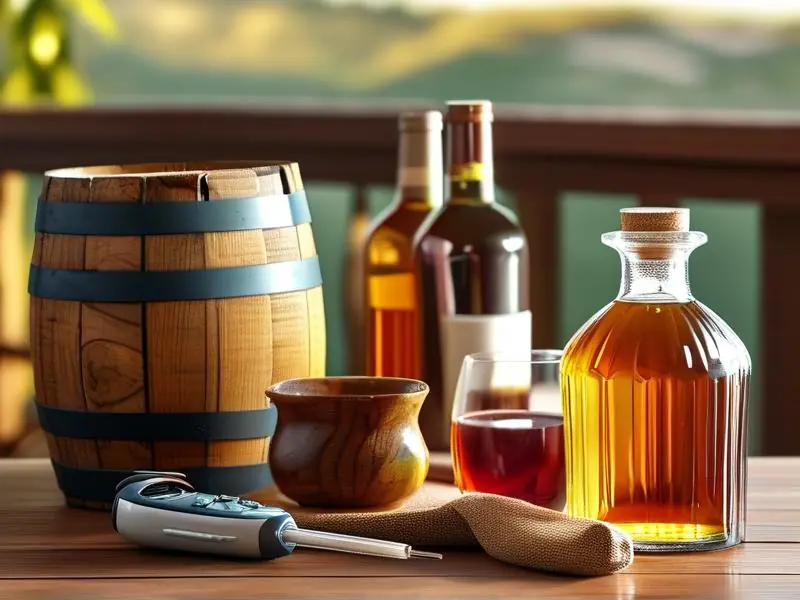 家庭自酿酒及测量工具展示