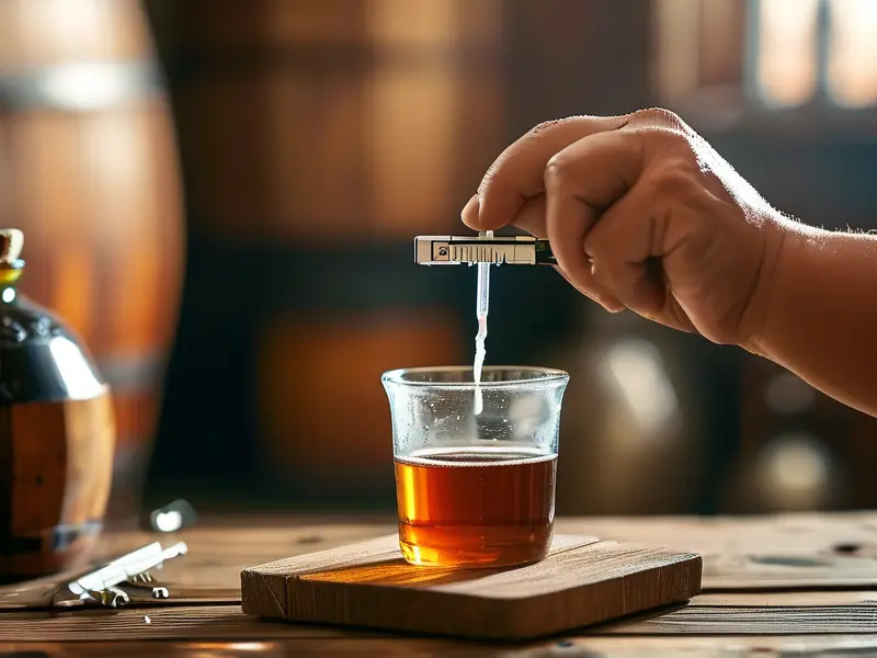 使用酒精计测量自酿酒的酒精度