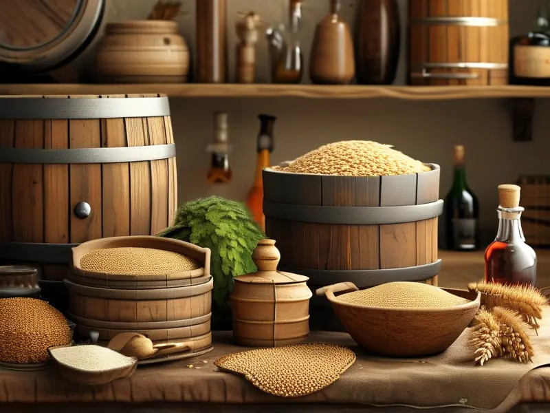 家庭自酿白酒工具与原料展示