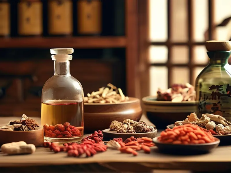滋肝补肾药酒配方所需中药材及成品展示