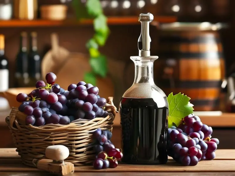 家庭葡萄酿酒工具与新鲜葡萄展示