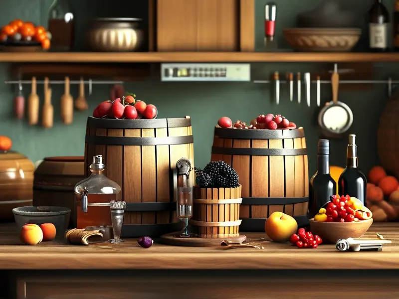 家庭酿酒工具与原料展示