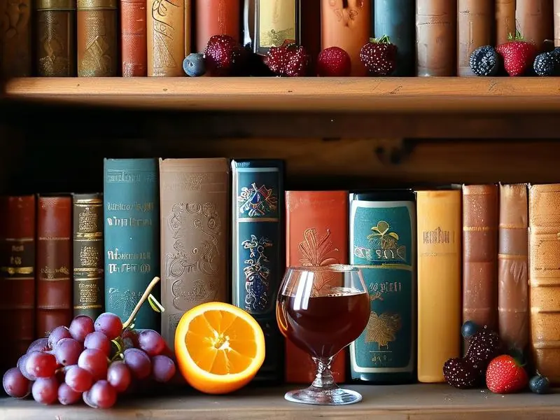 果酒酿造书籍与自制果酒展示