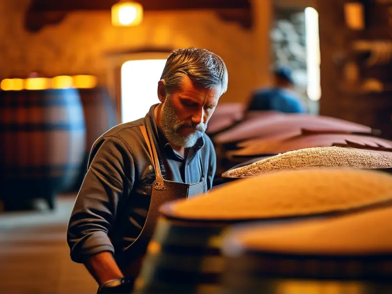 专业酿酒师检查自酿白酒发酵过程