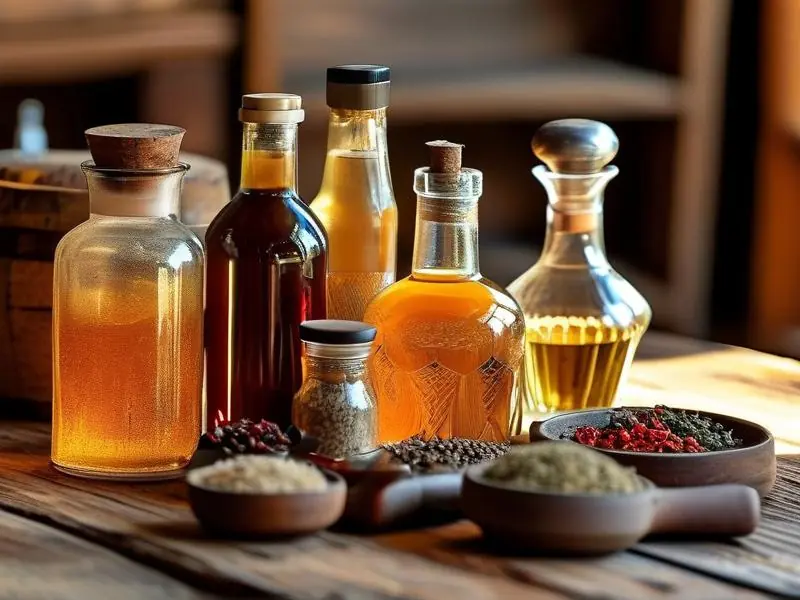 自酿白酒常用香料摆放展示
