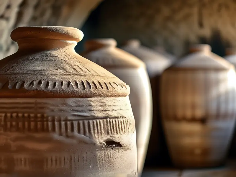 自酿白酒存放在陶瓷坛中的示意图