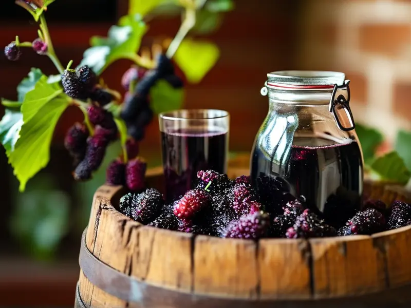 自制桑葚酒材料和成品展示