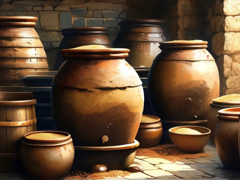 古代酿酒工艺场景图