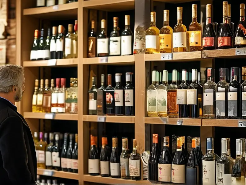 白酒销售人员在商店展示白酒产品