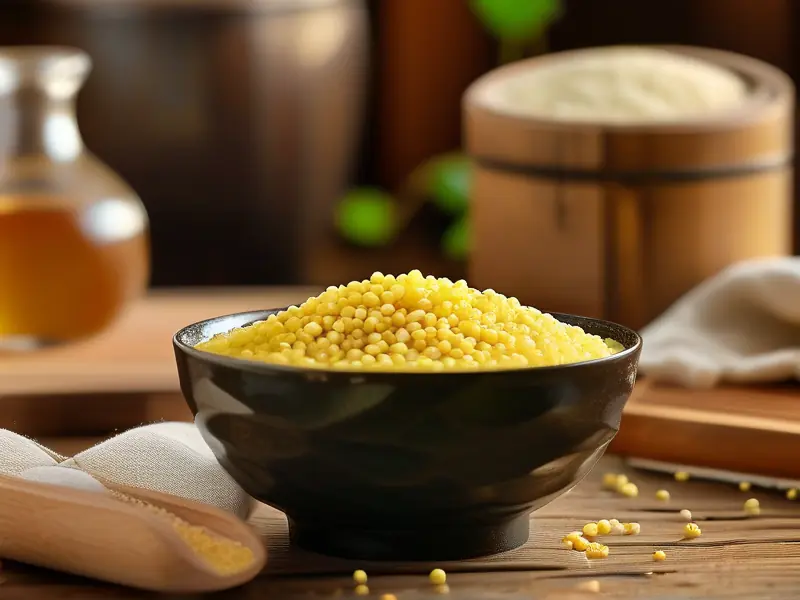 自制小米酒的材料和成品展示