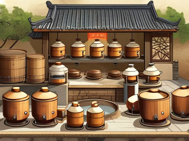 白酒酿造工艺流程教学示意图