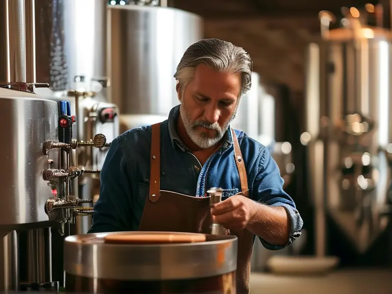 白酒酿造师在酒厂工作场景