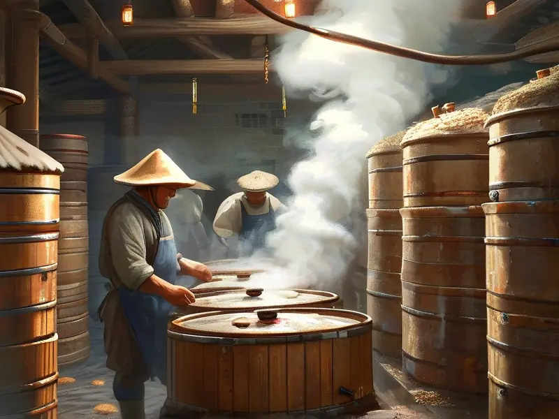 白酒小作坊传统酿造工艺流程实景图