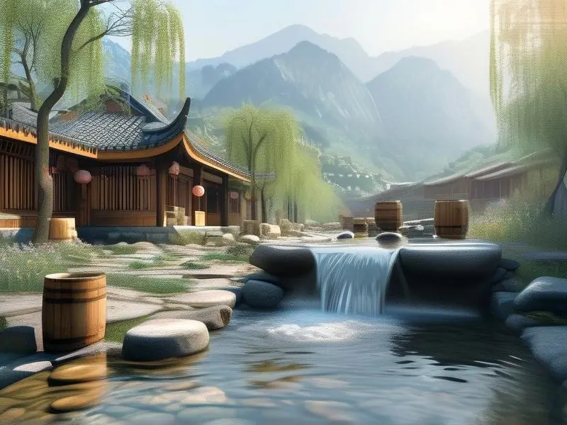 传统白酒酿造车间使用山泉水场景