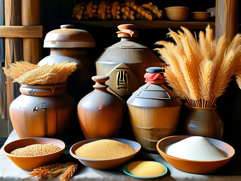 白酒制作原料展示图