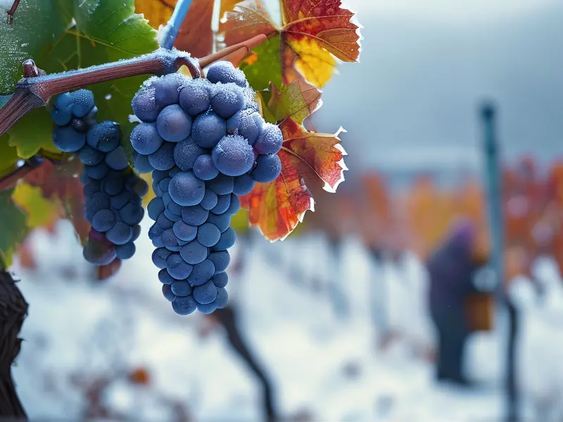 冬季冰葡萄采摘现场实拍图