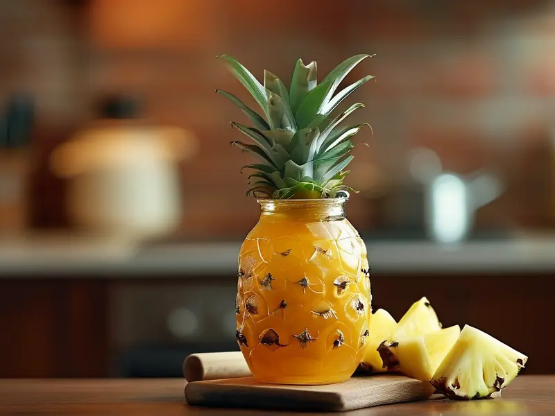 家庭自酿菠萝果酒制作过程展示