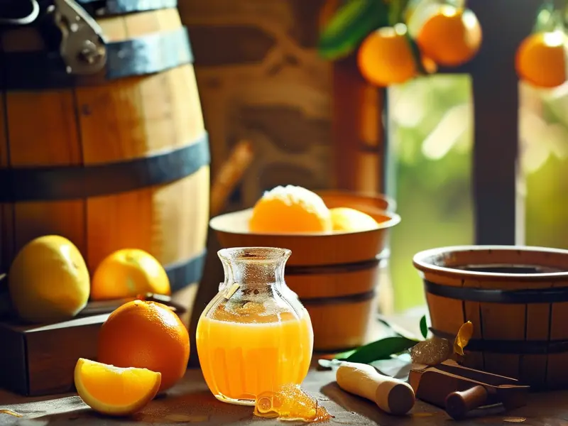 家庭橙汁酿酒过程示意图