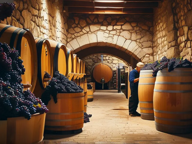 法国葡萄酒传统酿制过程实景展示