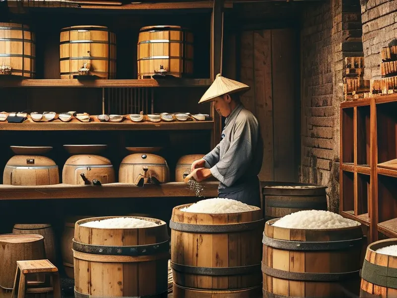 传统酿酒师傅手工酿造米酒的非遗技艺展示